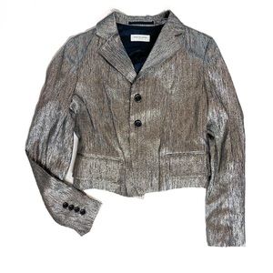 Dries Van Noten Silver Crop Blazer